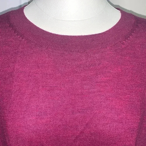 By Anthropologie 100% Merino Wool Asymmetrical Plum Sweater - Picture 2 of 8
